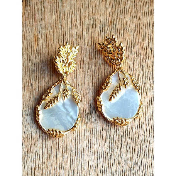 Aurelie Bidermann auskarai klipsai su perlamutru